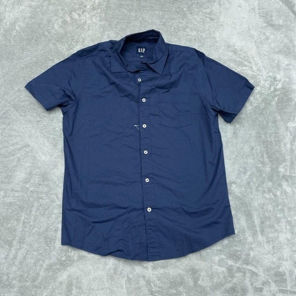Gap Mens Navy Blue Short Sleeve Button-Down Shirt Size S a1235